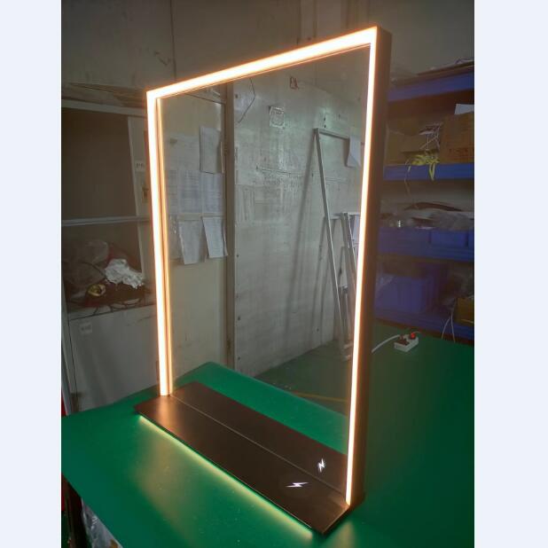 Customized Matt Black Aluminum Frame Oval Anti-fog Shower Wall Modern Smart Led Mirror