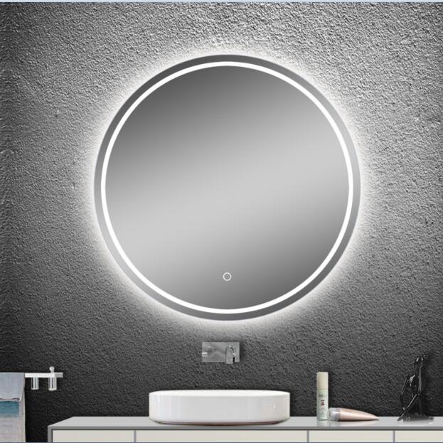 round led backlit mirror with magnifying glass
